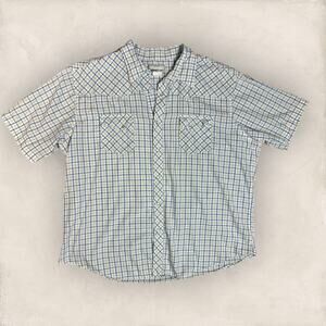 Wrangler Wrancher Pearl Snap Shirt Mens Size 2XL XXL Plaid Short Sleeve Western